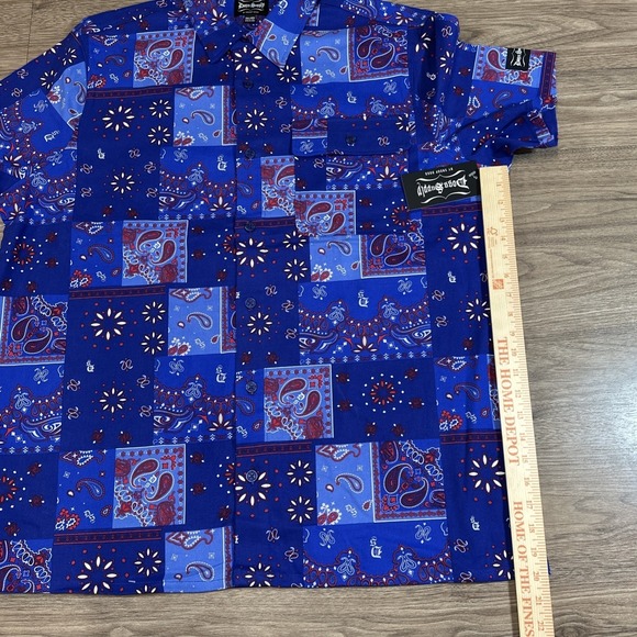 NWT Men 2XL Dogg Supply By Snoop Dog Blue Bandana Button Down Short Sleeve Mens - Picture 9 of 10